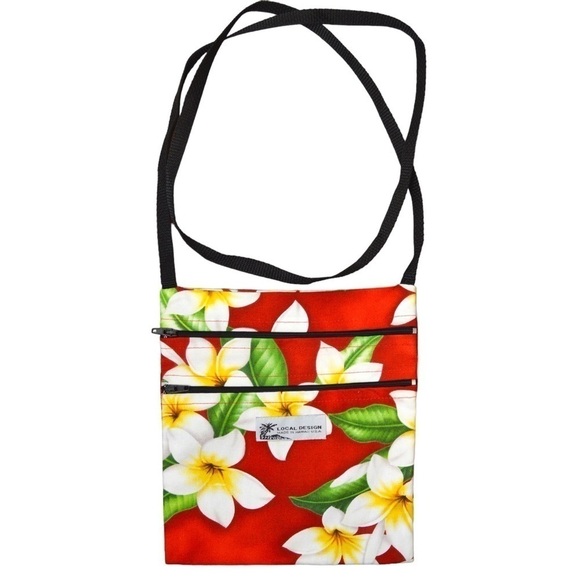 Local Design MADE IN HAWAII Cotton Crossbody Bag, Plumeria Design - Picture 1 of 11